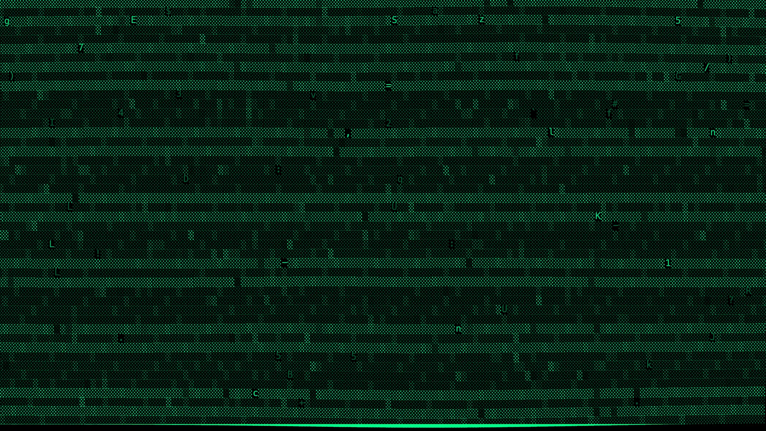 CRT Terminal look, horizontal scanline bands of green blocks