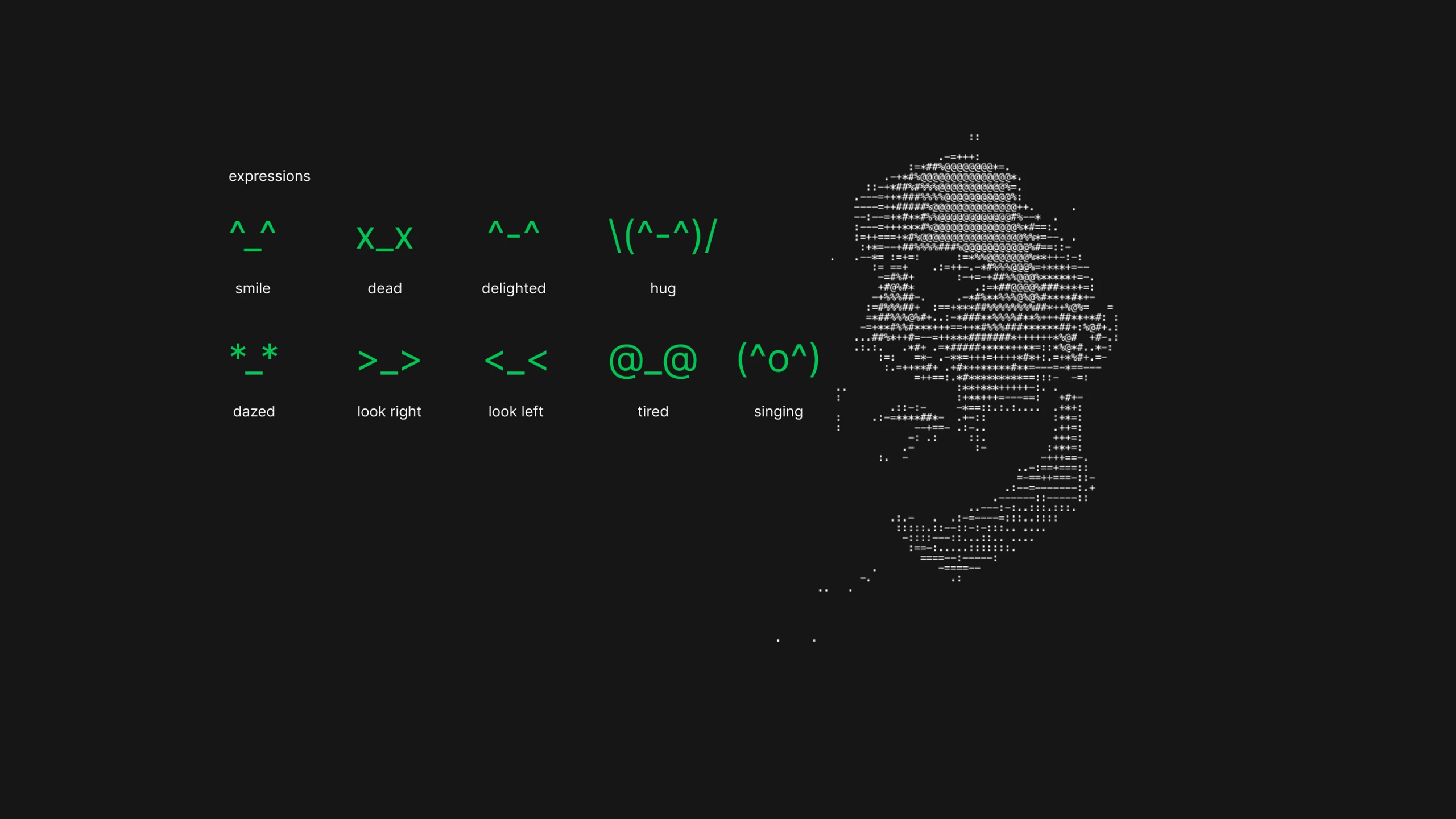 Ask Nate ASCII expression set beside a large portrait study