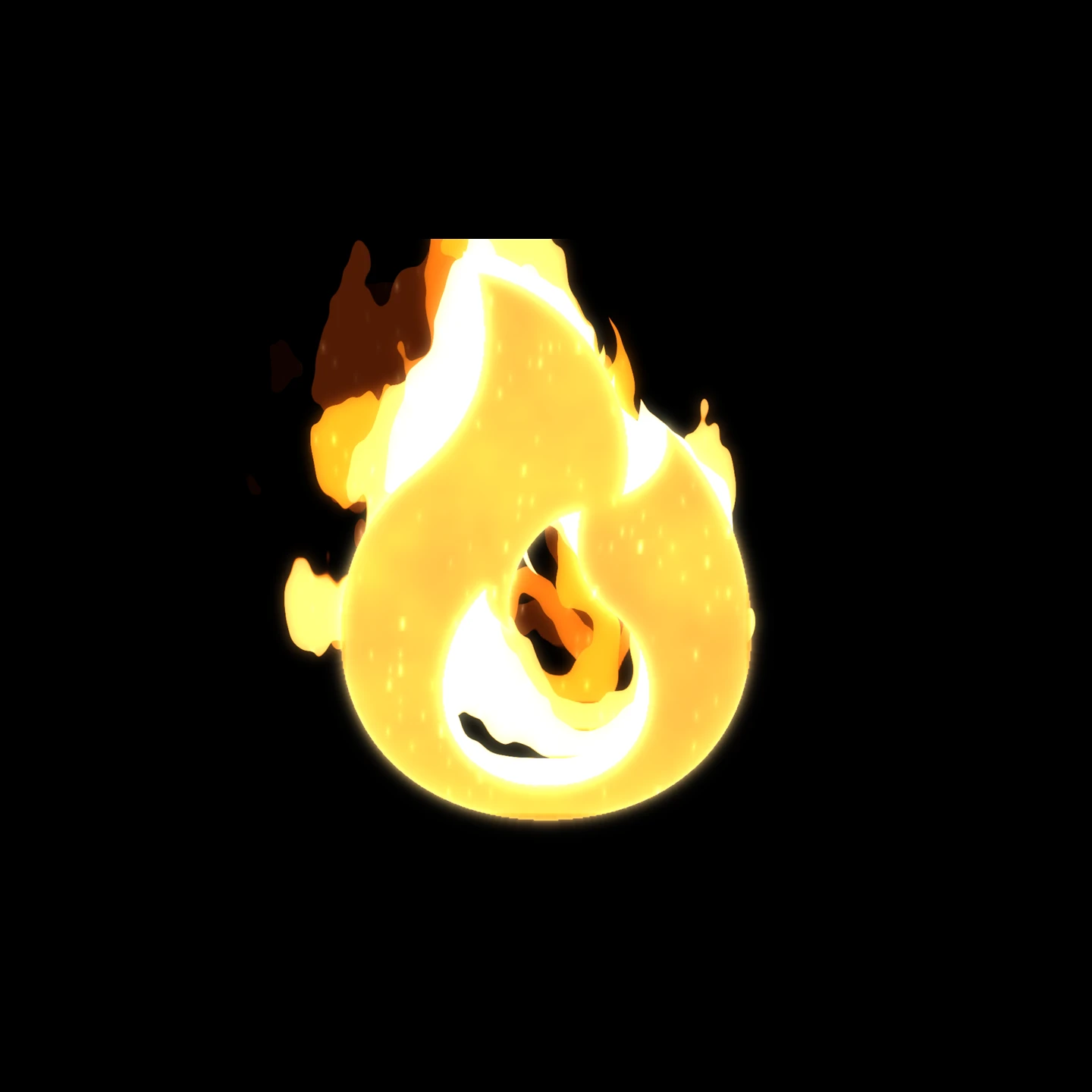 A Fire Blaze render of a flame logo
