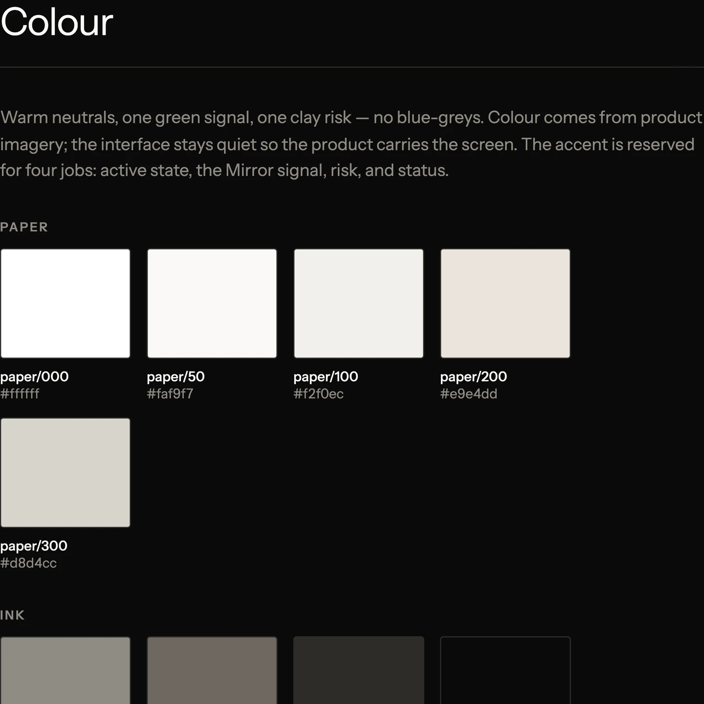Design system: colour tokens and the contrast table
