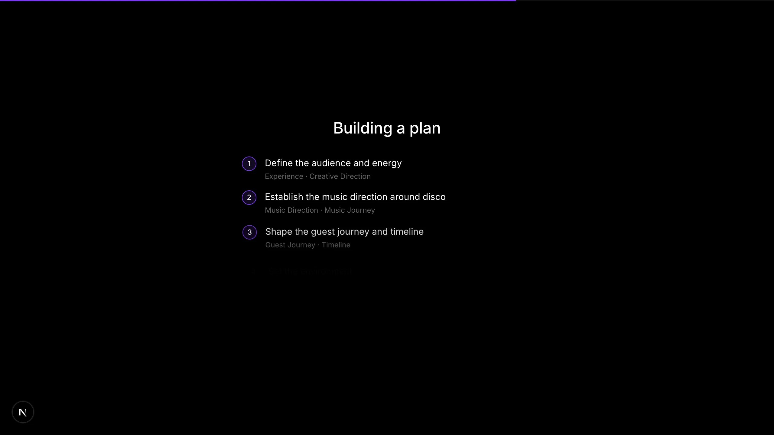 Night Builder AI state: Building a plan