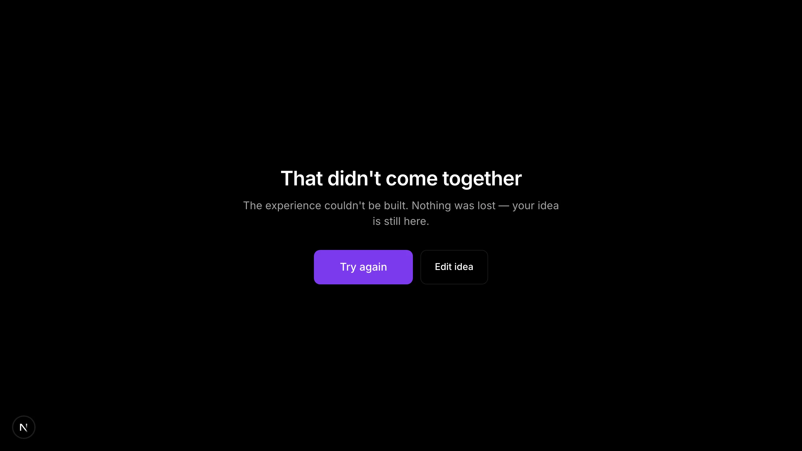 Night Builder AI state: Error, a calm failure