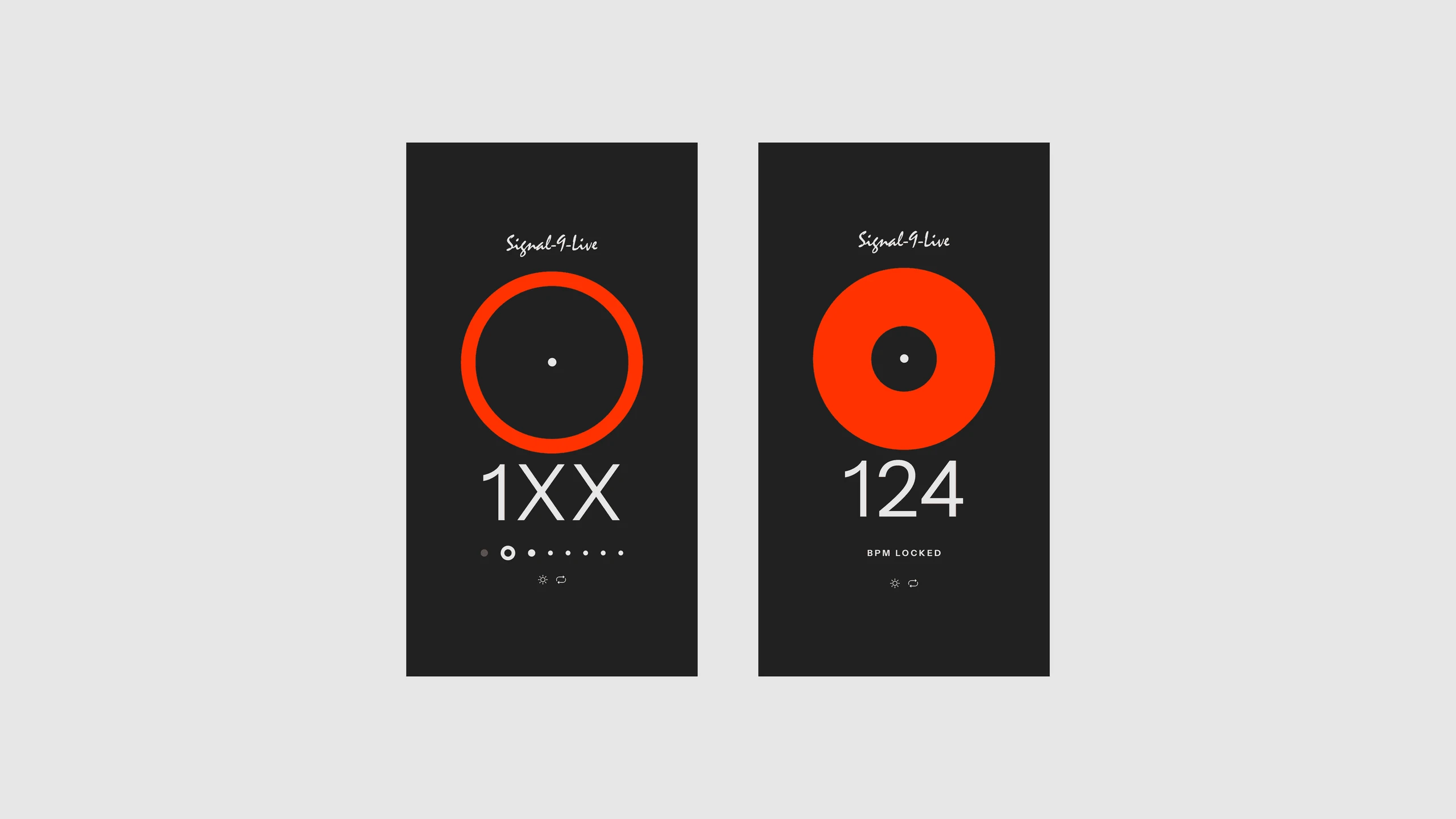 Orange theme mobile frames showing the inactive and active full-screen tap target